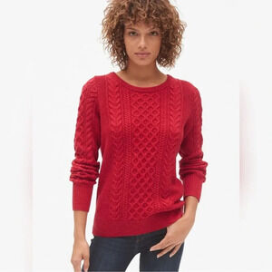 GAP cable knit cotton crewneck sweater Christmas Red Sz Small